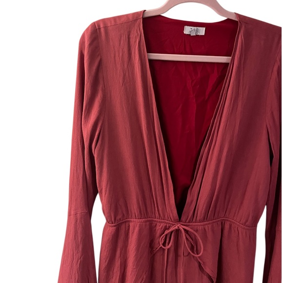 Tobi Double Over Double Belle Sleeve Romper Brick - Picture 5 of 10